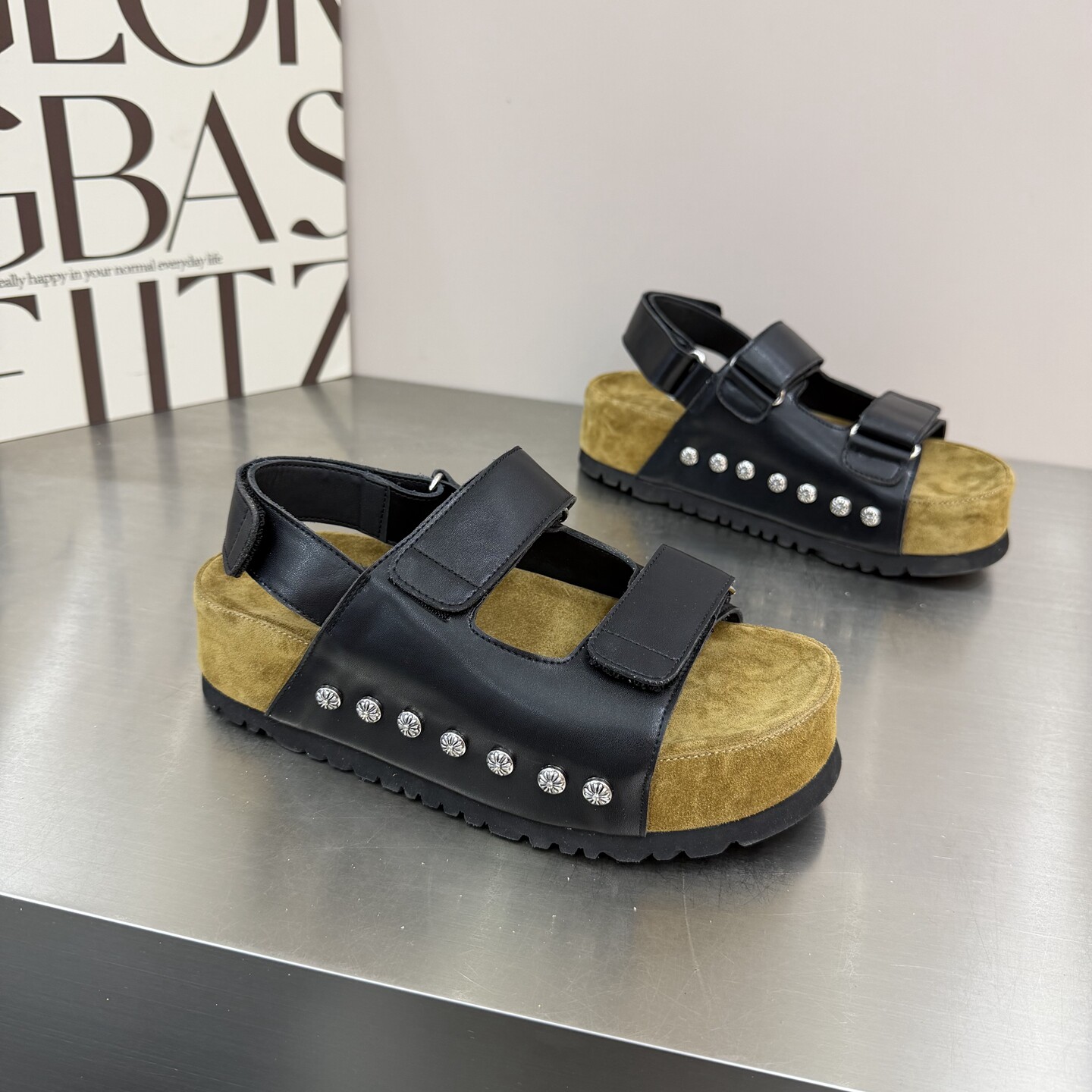 2026夏季新款真皮厚底增高勃肯凉鞋女外穿高级感网红双带罗马凉鞋