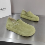 韩版磨砂皮勃肯鞋女2026早春新款圆头一脚蹬平底内增舒适百搭单鞋