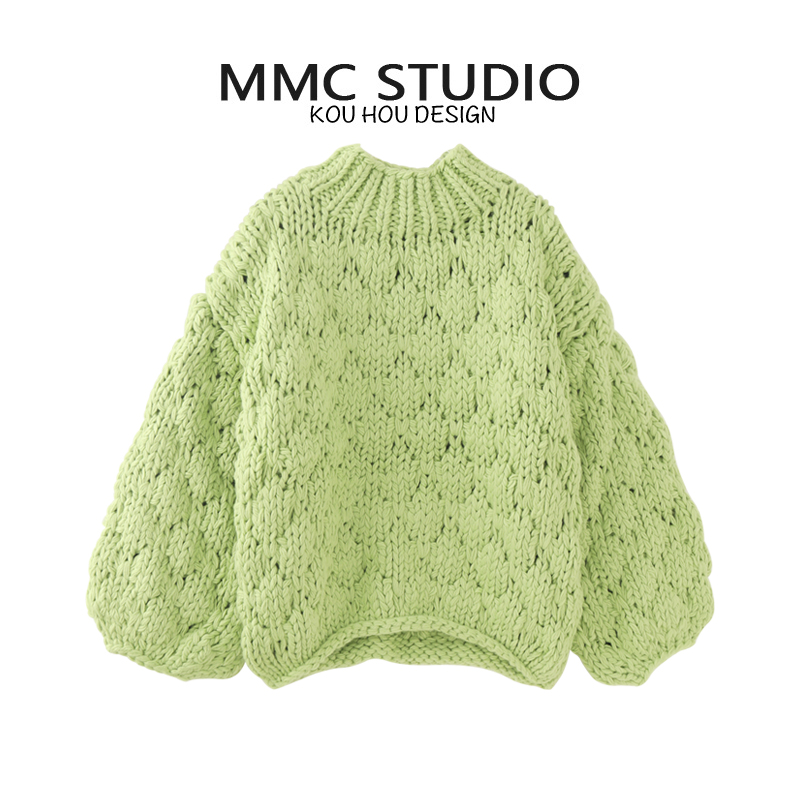 蔻后慵懒风针织手工毛衣上衣
