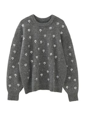 MMCM家2025秋冬新款法式钻饰穿搭套头长袖羊毛针织衫毛衣外套上衣