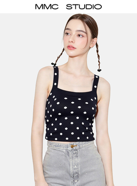 MMC法式复古波点简约气质性感针织吊带背心短款上衣优雅减龄2025
