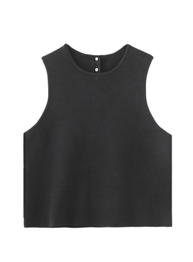 MMCM家气质简约法式黑色修身无袖针织打底衫马甲背心上衣2025新款