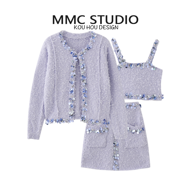 蔻后针织亮片轻奢时尚套装小香风