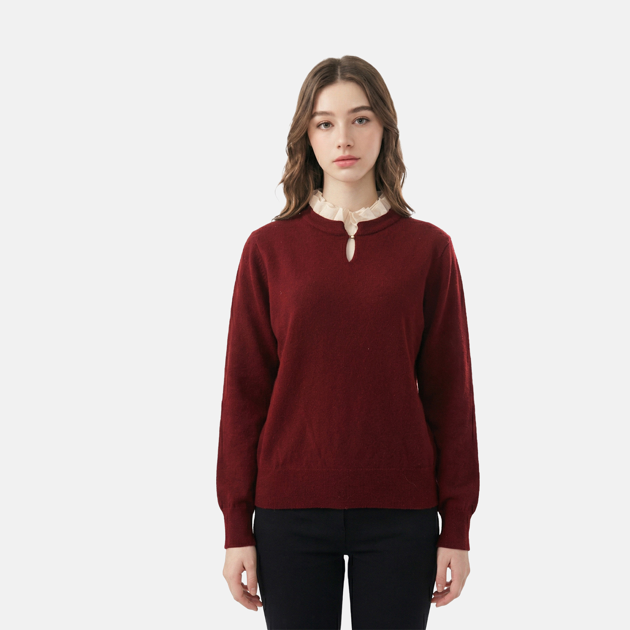 MMC法式复古假两件毛衣女显白别致娃娃领拼接针织衫上衣外套温柔