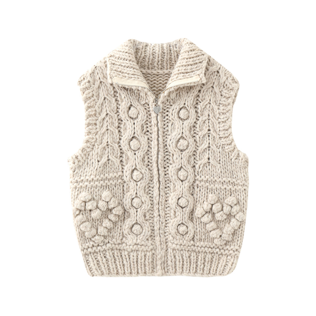 MMC麻花针织马甲女手工编织重工粗针无袖开衫复古百搭背心外套女