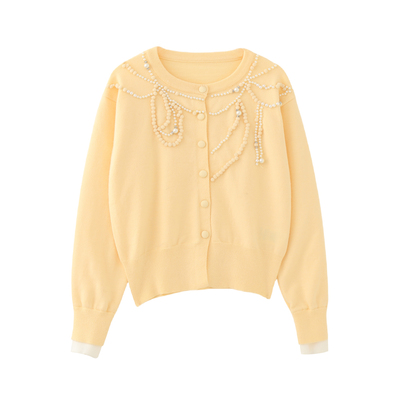 MMC欧货法式重工高级感轻奢假两件撞色针织开衫外套毛衣上衣小众