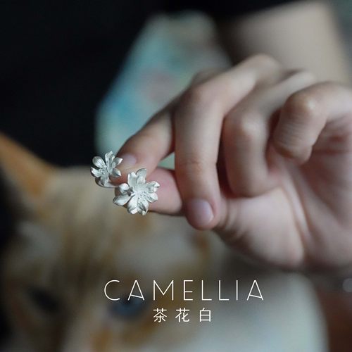 小众原创设计款花朵纯银开口戒指