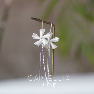 原创设计小众花朵纯银925耳环风车茉莉流苏夏季新款淡雅温柔饰品