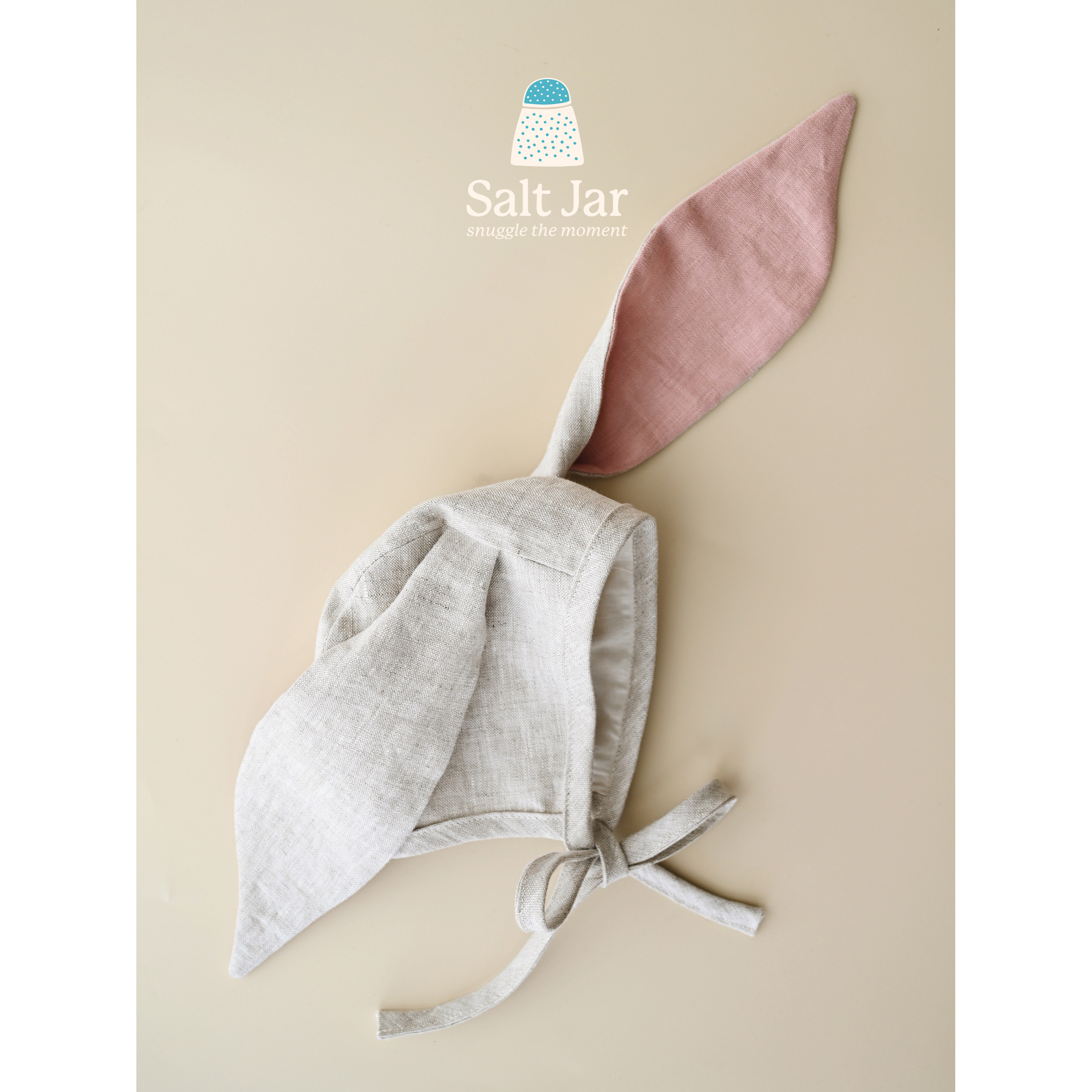 盐巴手作 2024春夏婴儿长兔耳朵帽bonnet 0-3岁新生宝宝动物帽子