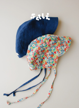 盐巴手作 日本进口liberty纯棉婴儿宝宝帽 夏季轻巧bonnet遮阳帽