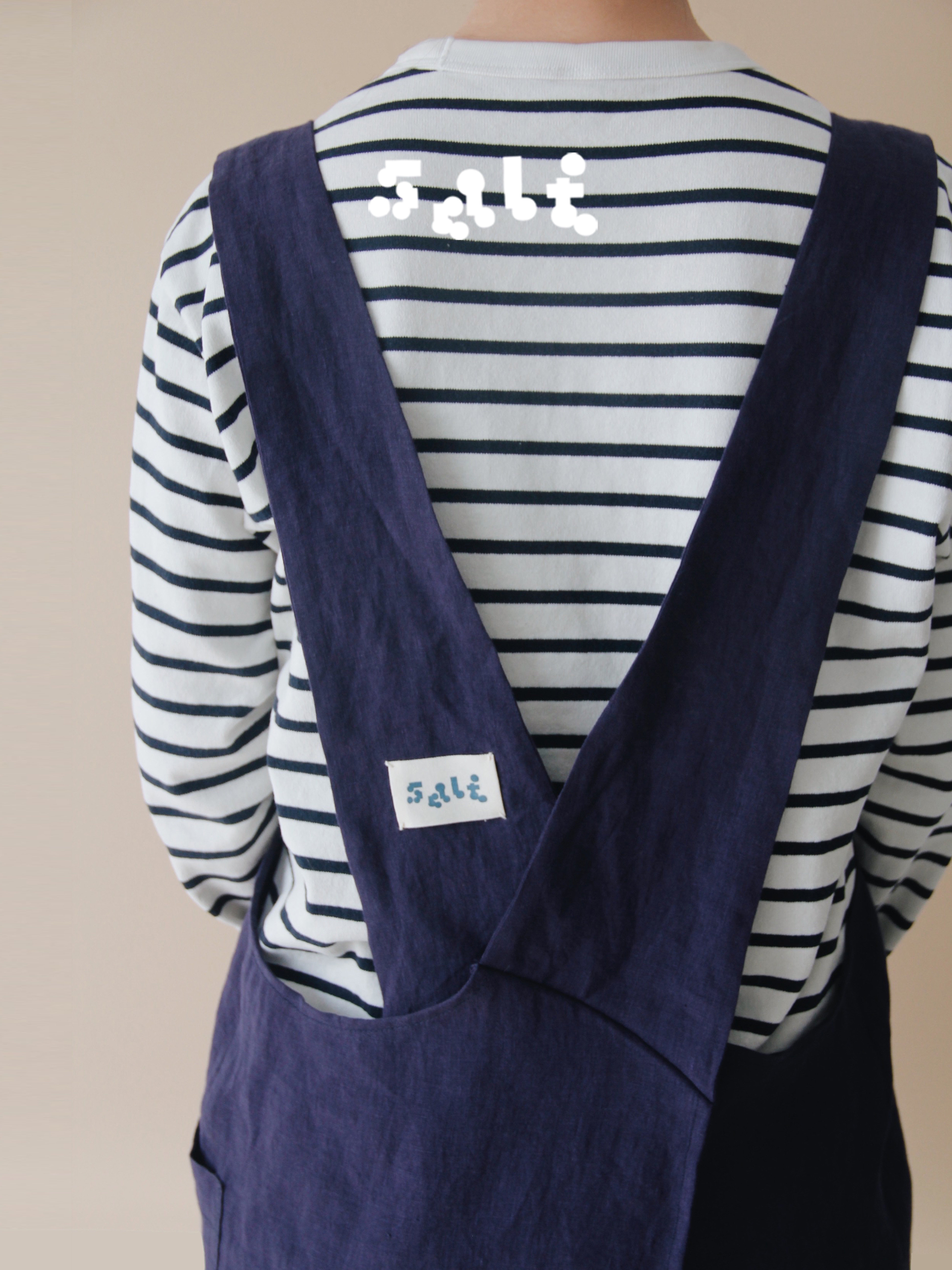 盐巴手作亚麻一体背带围裙