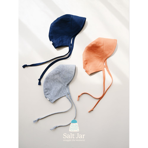 盐巴手作 春夏0-3岁新生儿百搭护耳遮阳帽 进口有机纯棉宝宝帽