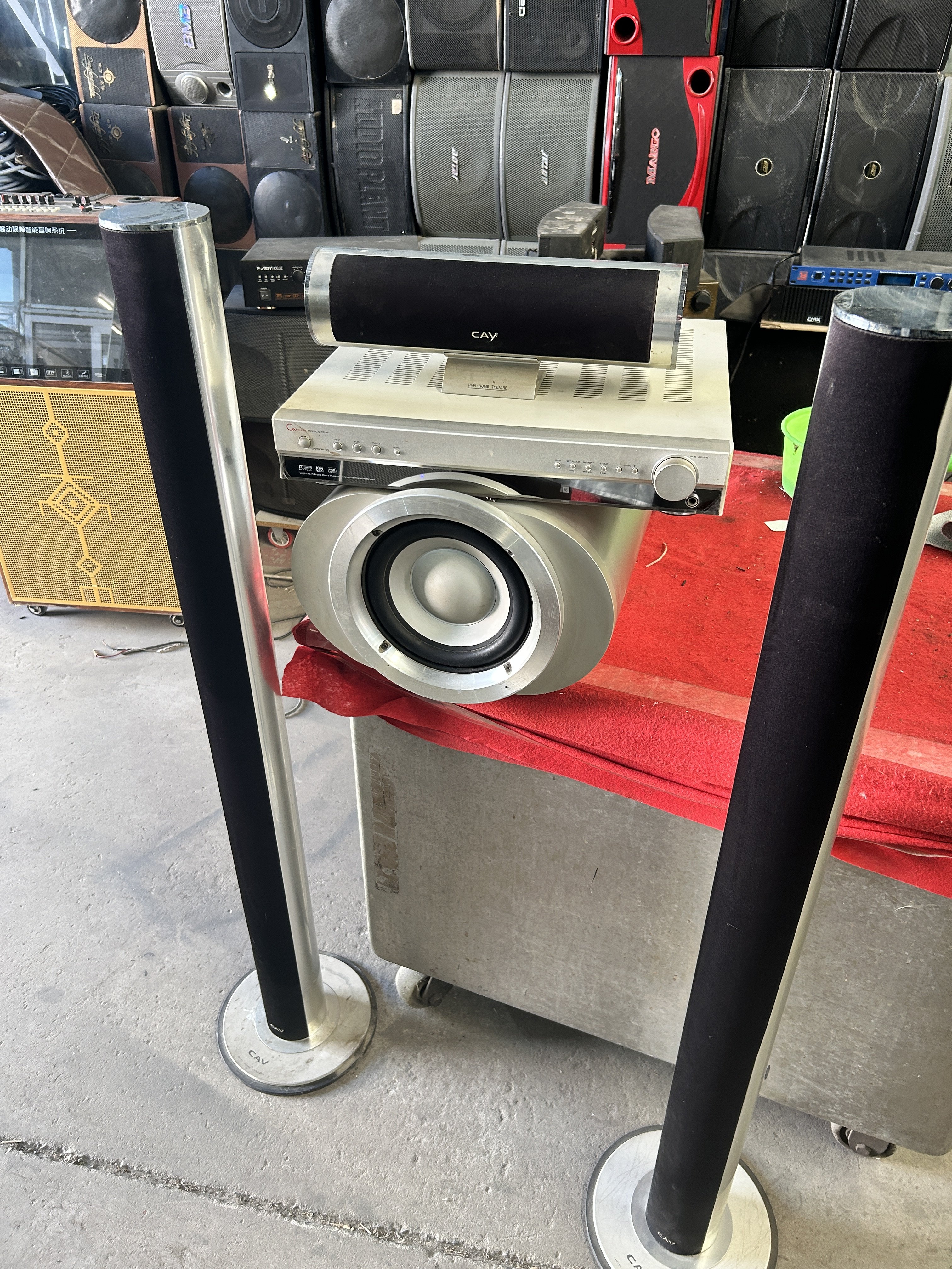 CAV家庭影院 主音箱2个+中置音箱+铝合金低音炮1个+功放机 5.