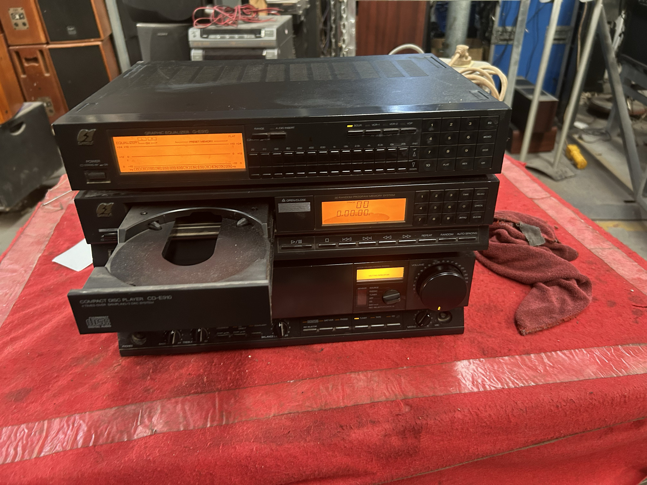 山水组合音响！100伏，CD机CD-910,功放A-E710,CD声音好，