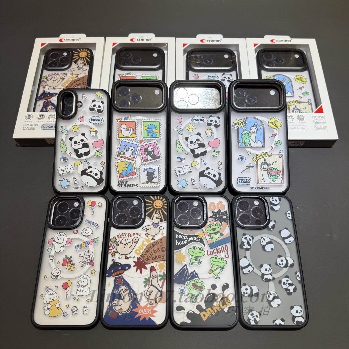 Comma适用于iPhone17promax文创拼贴手机壳16promax磁吸磨砂防摔壳16创意壳17