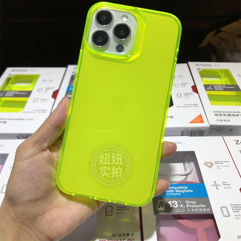 zagg手机适用透明mophie荧光黄绿