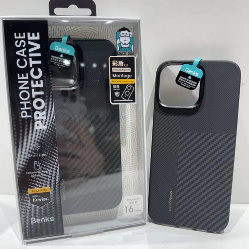Benks适用苹果15Promax凯芙拉16promax手机壳600d磁吸羽盾超薄保护套蒙太奇碳纤维凯夫拉magsafe全包14pro