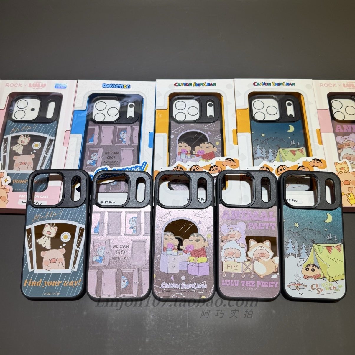 Rock琉璃蜡笔17Promax磁吸手机壳LULU罐头猪iPhone17Pro防摔保护套哆啦A梦16promax卡通气囊全包防摔情侣