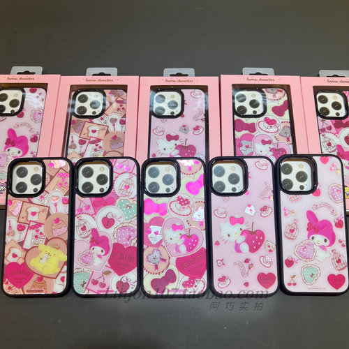 三丽鸥适用iphone16手机壳苹果16promax鎏金壳可爱保护套hellokitty全包磁吸黑边不发黄磨砂壳15promax