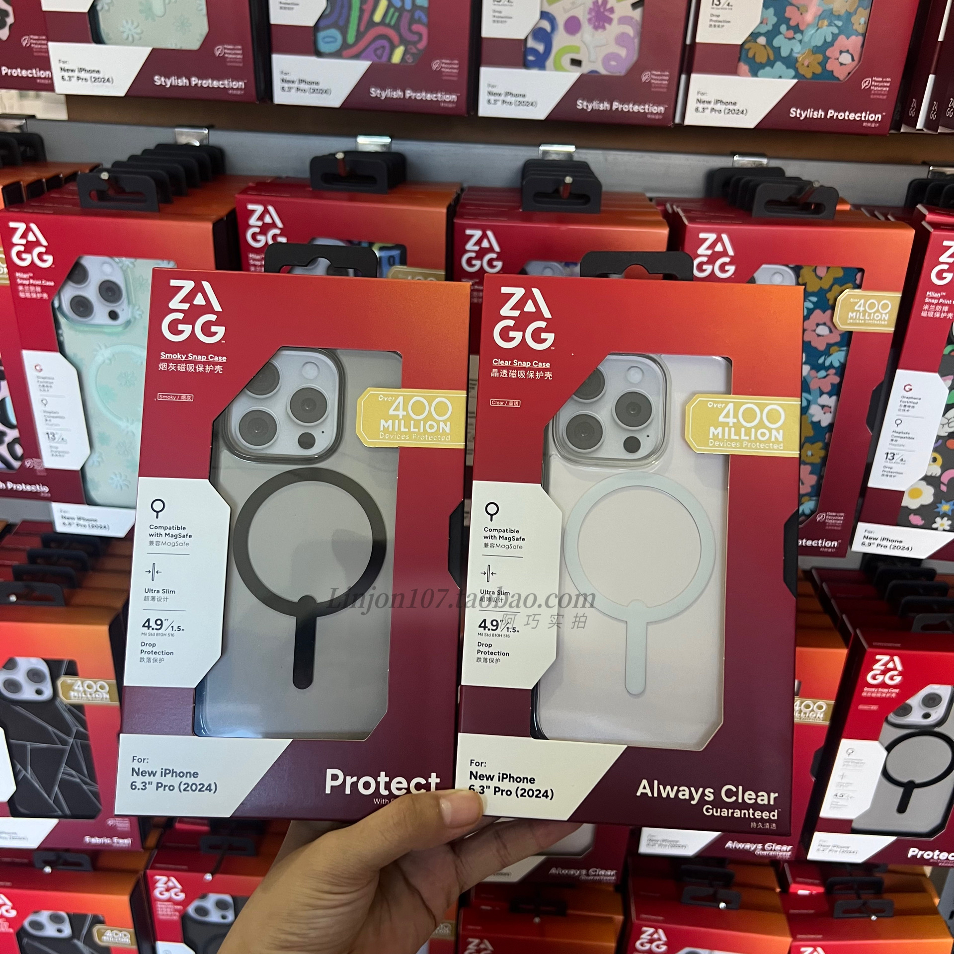 ZAGG透明手机壳晶透适用苹果16ProMax手机壳MagSafe磁吸充电iPhone16pro防摔保护套全包全透明烟灰磁吸