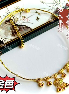 中国风汉服儿童成人款颈链项圈饰品金银色铃铛长命锁项链锁骨链女