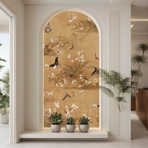 宋式美学新中式花鸟无纺布壁画