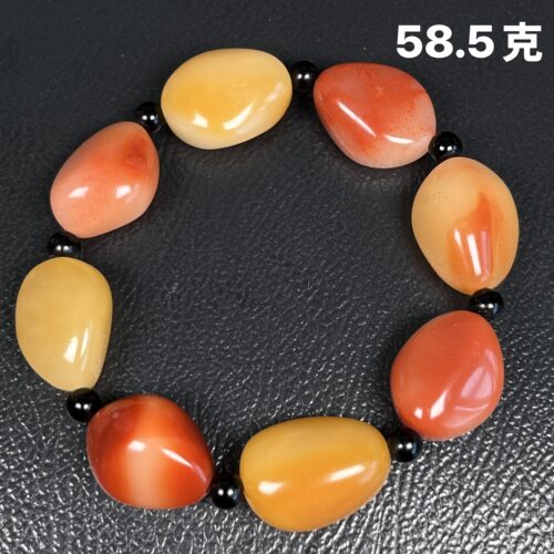 寿山石结晶芙蓉多宝手链 红黄搭色 夏天佩戴非常养眼