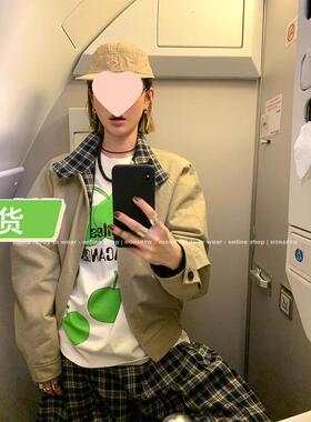 Mona家 工装夹克格子设计 中腰裙裤 高腰裤子套装女小个子 2025新