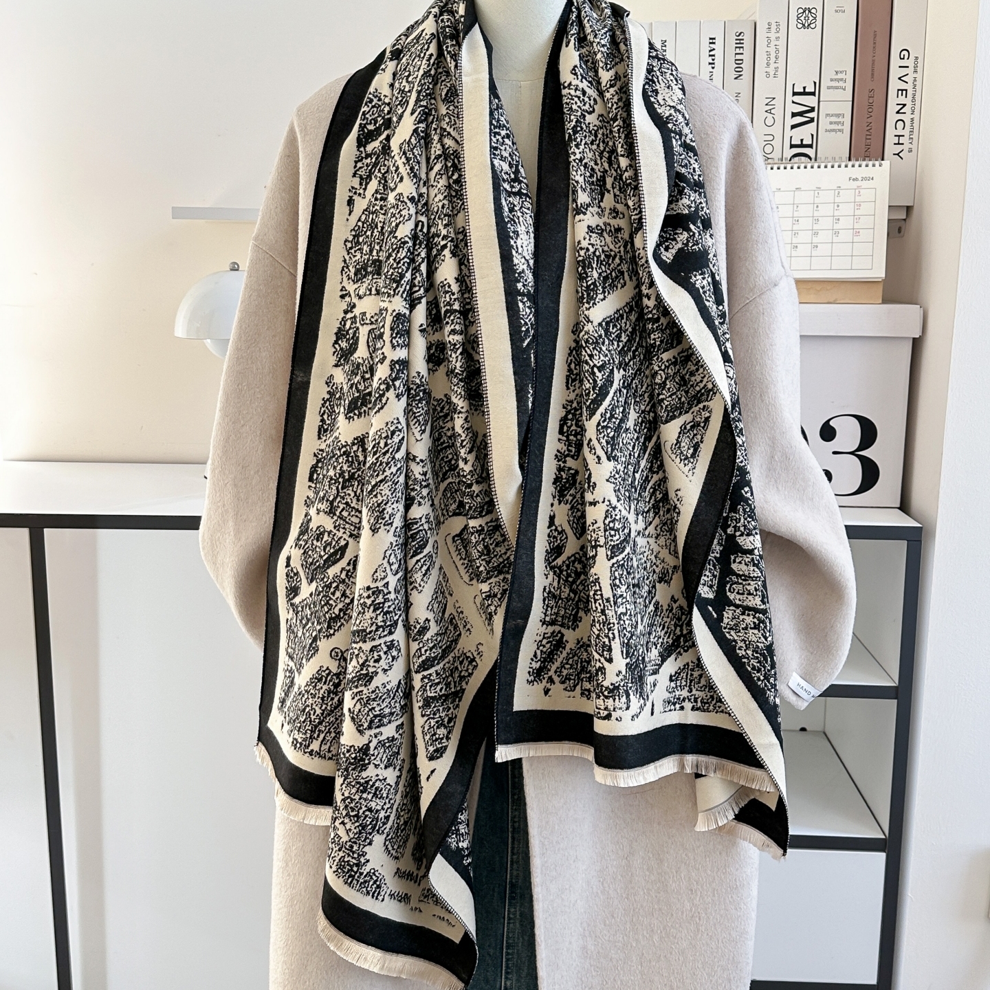 巴黎地图da牌感2025新款围巾女