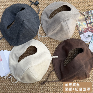 成分党B入100羊毛满分桑蚕丝保暖防晒面罩防寒户外脸基尼口罩