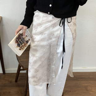 BI入韩国屁帘裙帘蕾丝罩裙半身裙碎花设计感连衣裙网纱波点裙子