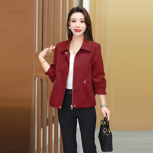 时尚翻领短款外套女2026春季新款宽松显瘦减龄小个子休闲夹克上衣