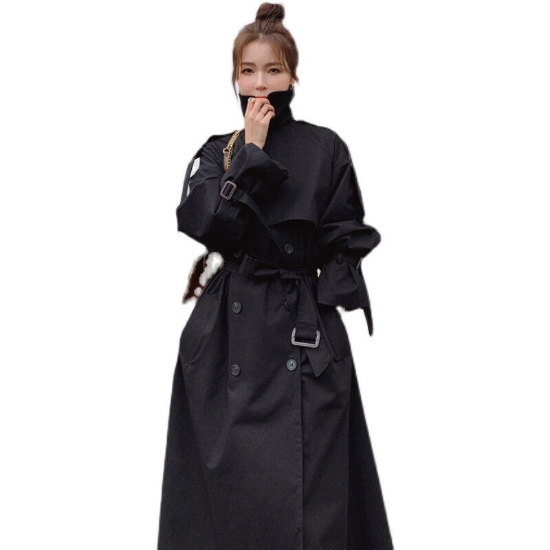 现货2022年春季新款双排扣超长款风衣229-8150-P160-K228,女装风衣,浙宝229