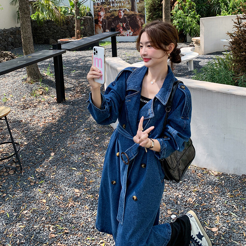 一直有货24年秋装新款牛仔长风衣大版型229-8185-P175控248，女装风衣，浙宝229