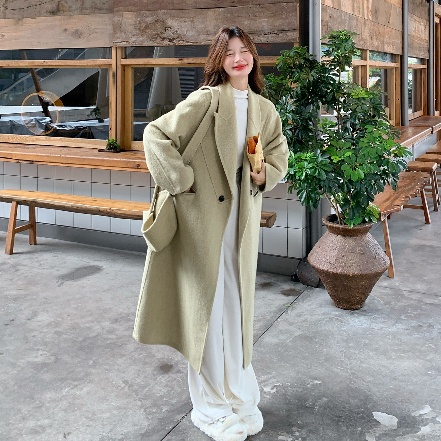 【大货】25年抹茶绿双面羊毛大衣2B175-8456-P295控438,女装毛呢外套,浙宝229