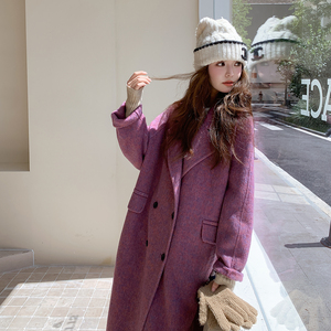 【现货】25年紫色双面呢大衣70毛229-8454-P285控428，女装毛呢外套，浙宝229