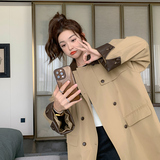 美拉德卡其色风衣外套女春秋2025新款高级感超好看中长款工装大衣，女装风衣，浙宝229