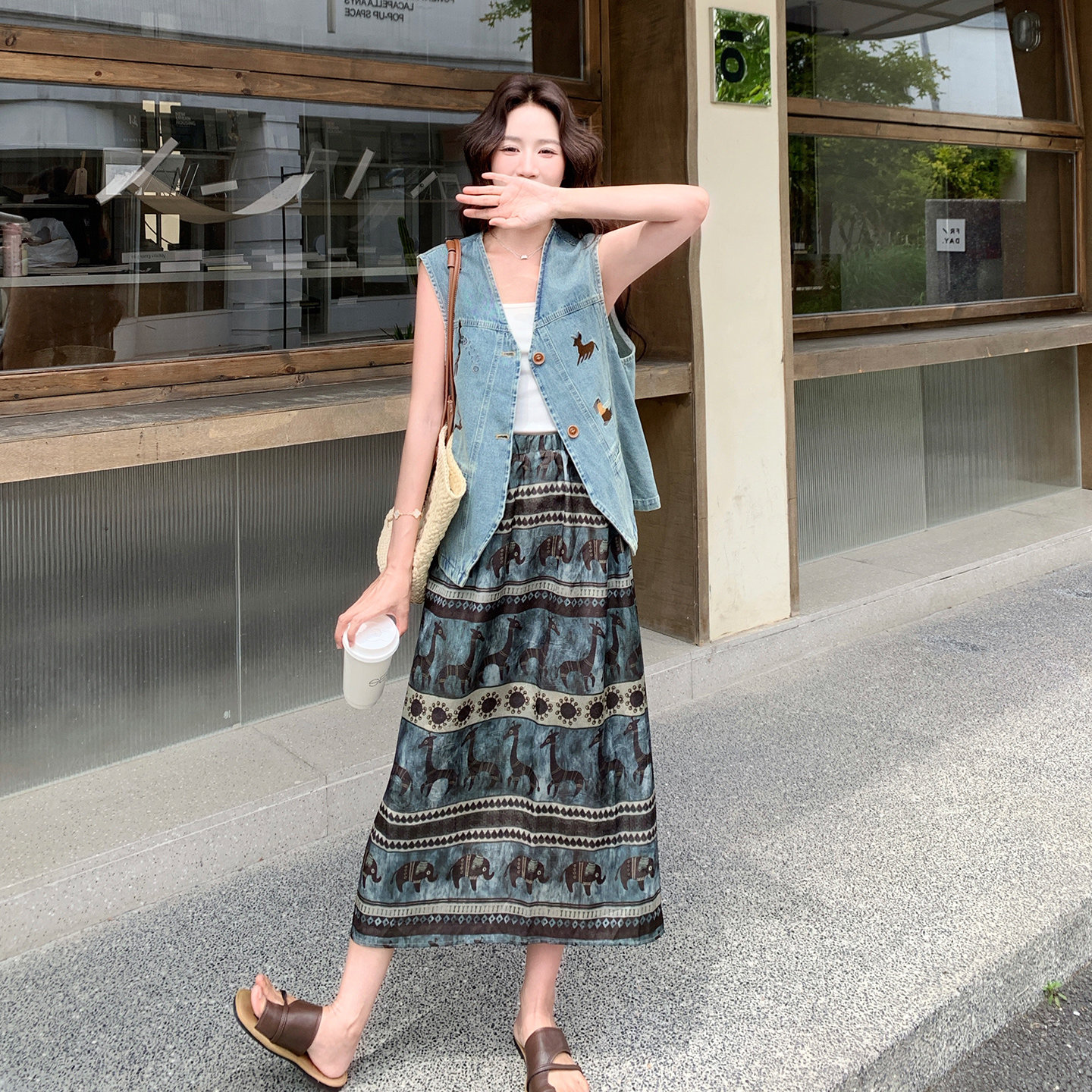 【大货出】小马牛仔马甲+半身裙套装2B175-8522-P185控298,女装套装/套裙,浙宝229