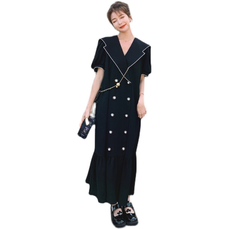 大货已出东大门重工艺宽松显瘦双排扣连衣裙229-8158P125控188,女装连衣裙,浙宝229
