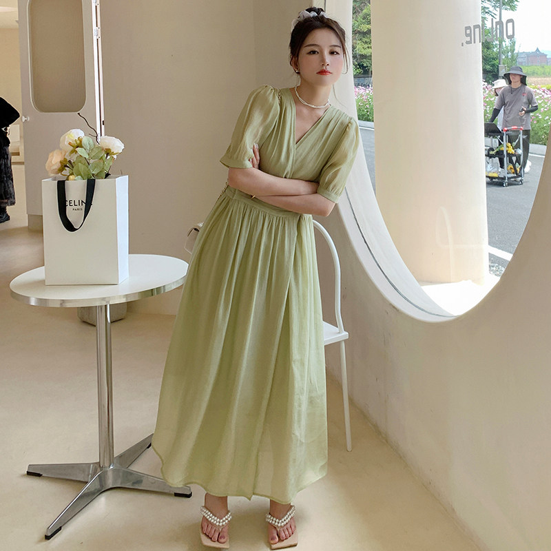 新款！一片式绿色仙女裙229-8178-P115控168,女装连衣裙,浙宝229