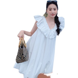 【新款】重工打造风琴压轴白色花苞连衣裙229-8220-P125控178图片