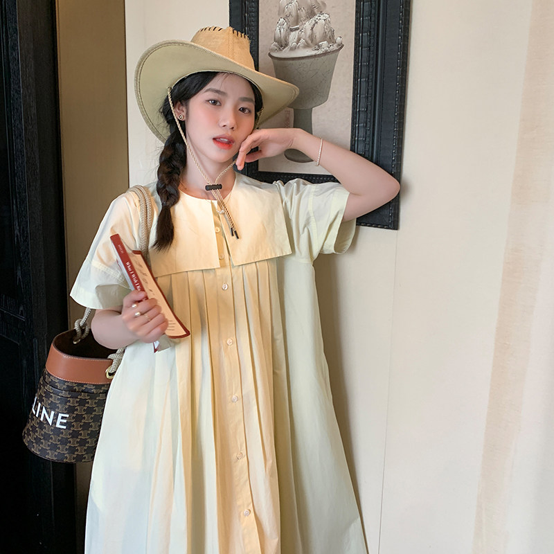 【现货】奶黄色连衣裙2B175-8219-P125控178,女装连衣裙,浙宝229