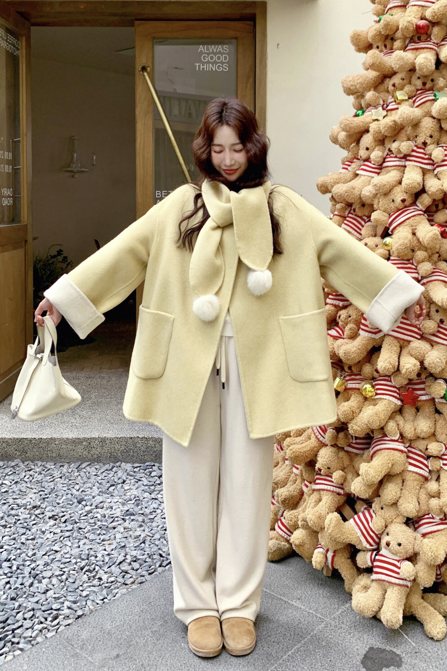 【现货】25年围巾款双面羊毛呢大衣2B175-8462-P265控388,女装毛呢外套,浙宝229