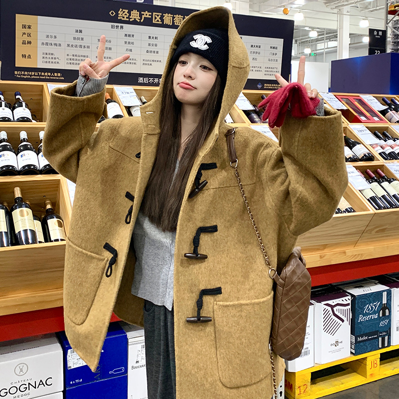 上架就卖一直有货25年姜黄色学院风双面呢大衣229-8310-P255控378，女装毛呢外套，浙宝229