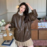 韩风chic机车皮衣夹克女2025春季新款美式复古小个子百搭上衣外套，女装皮衣，浙宝229