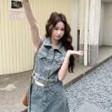 【大货已出】牛仔马甲加裙子套装2B175-8493-P185控298，女装套装/套裙，浙宝229