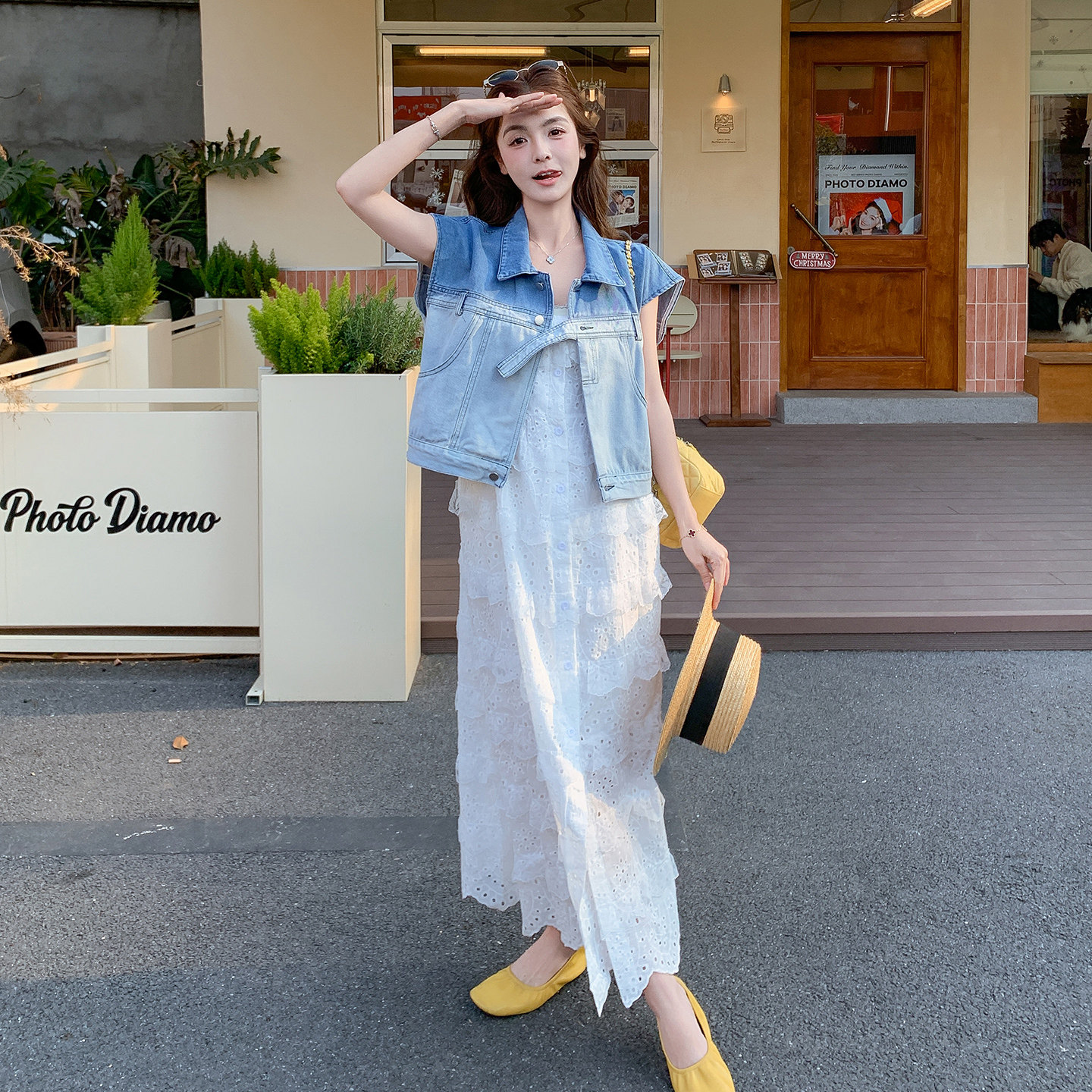 【大货已出】牛仔马甲+连衣裙套装2B175-8492-P185控298，女装套装/套裙，浙宝229