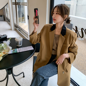现货22年秋oversize拼色领子小西装外套229-8169-P125控178图片