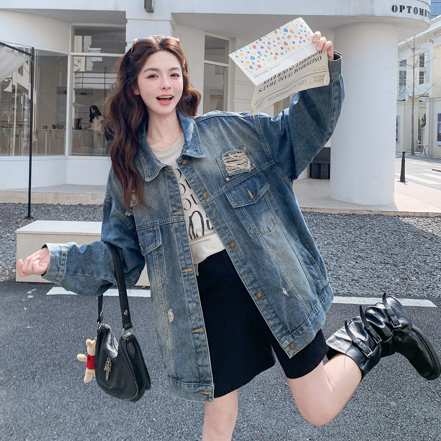 【大货】26年破洞做旧牛仔229-8487-P165控268，女装短外套，浙宝229