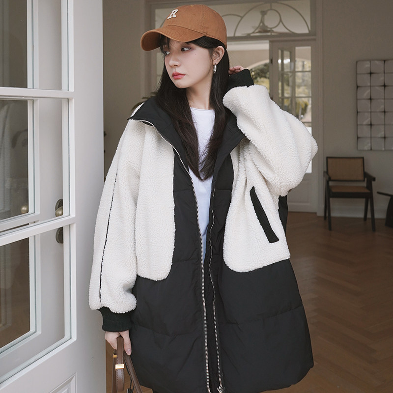 现货ins羊羔毛拼接衣229-8163-P185控268,女装棉衣/棉服,浙宝229